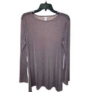Victoria's Secret Sheer Purple Metallic Sparkle Long Sleeve Mesh Top Size L